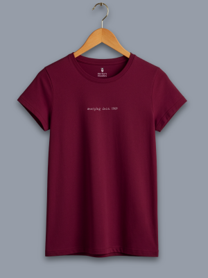 annoying since 1969 men's t-shirt image shows a burgundy coloured t-shirt with white text