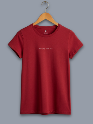 annoying since 1971 men's t-shirt image shows a red coloured t-shirt with white text