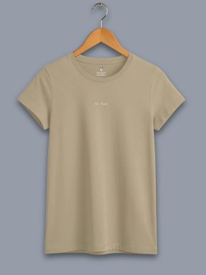 'i'm fine' image shows a sand coloured t-shirt with white text on the front