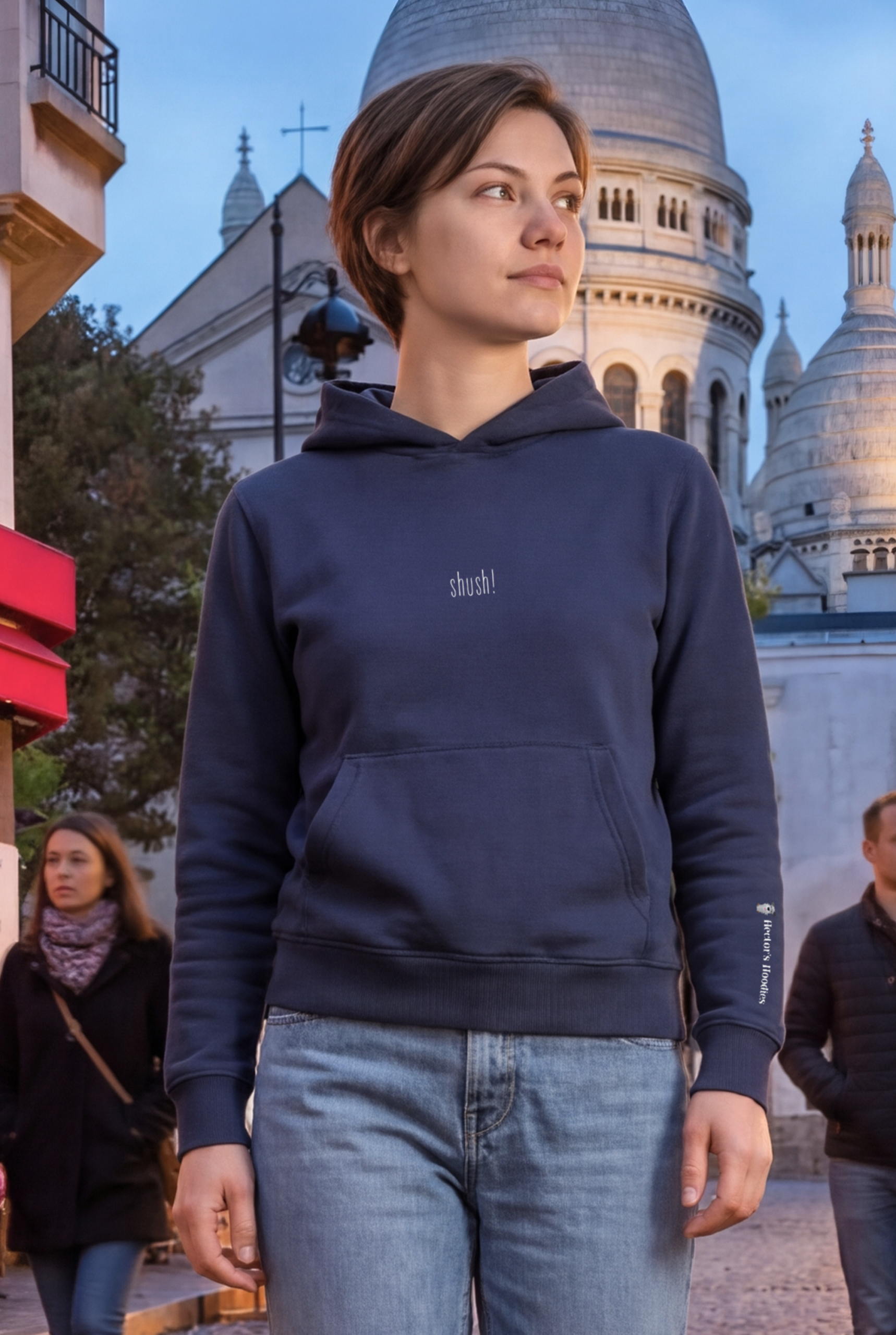 woman wearing a hoodie